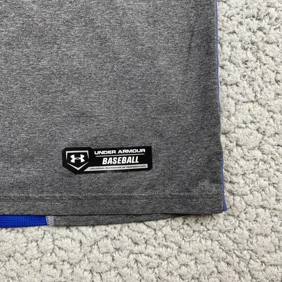 Under Armour Baseball Jersey Shirt Mens Small Fitted Blue Long Sleeve - Picture 3 of 9